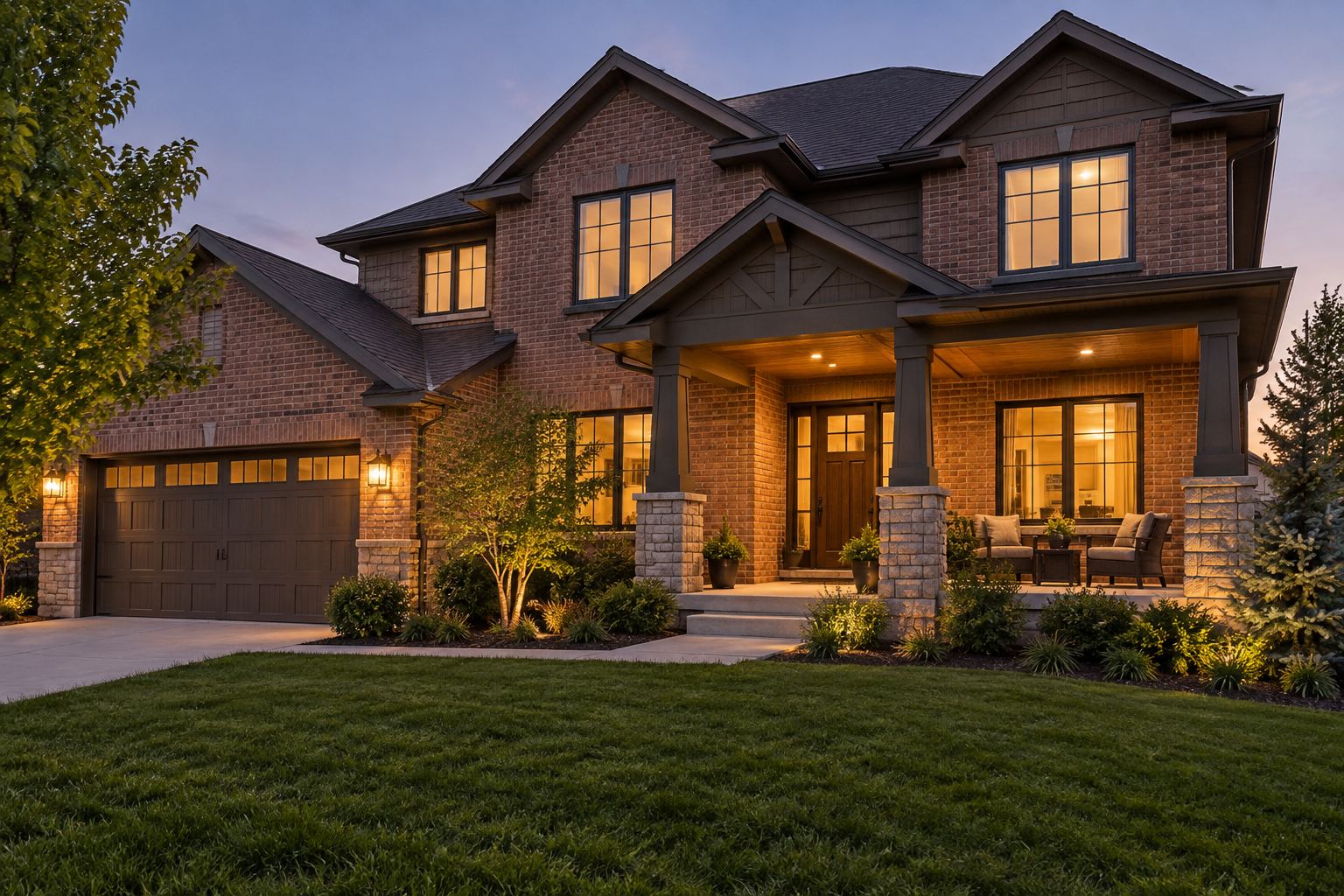 A Denver home at dusk, illustrative