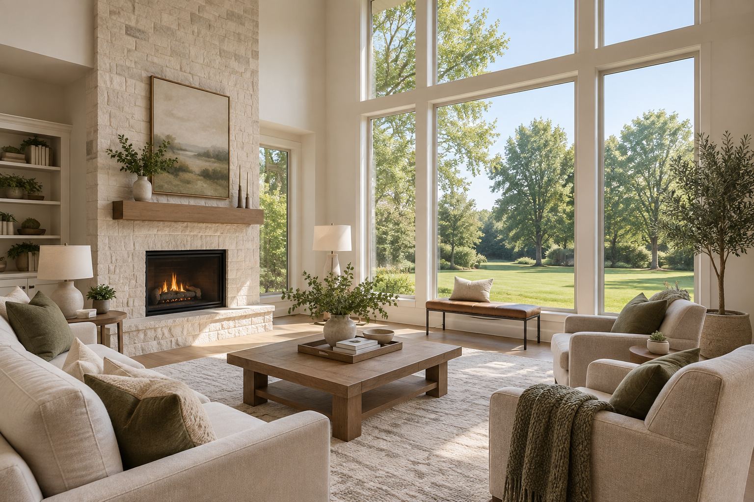 A bright Denver living room, illustrative